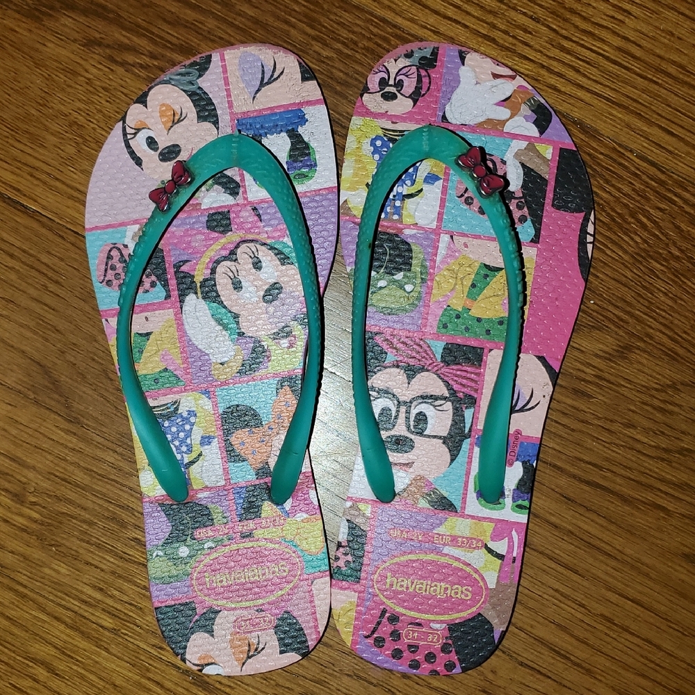 Havaianas Pink and Green Disney Flip Flops